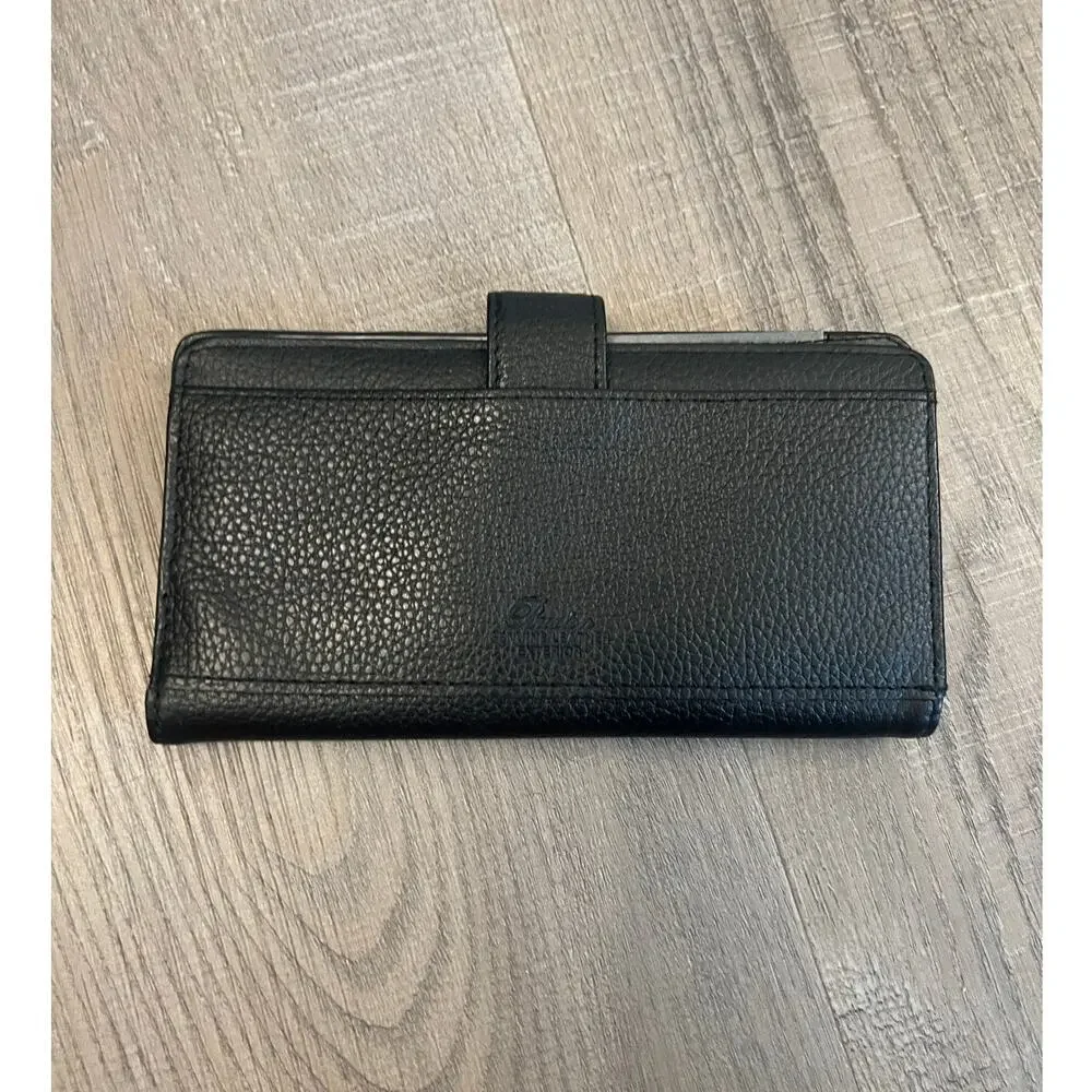 Buxton Black Leather Checkbook Holder Wallet